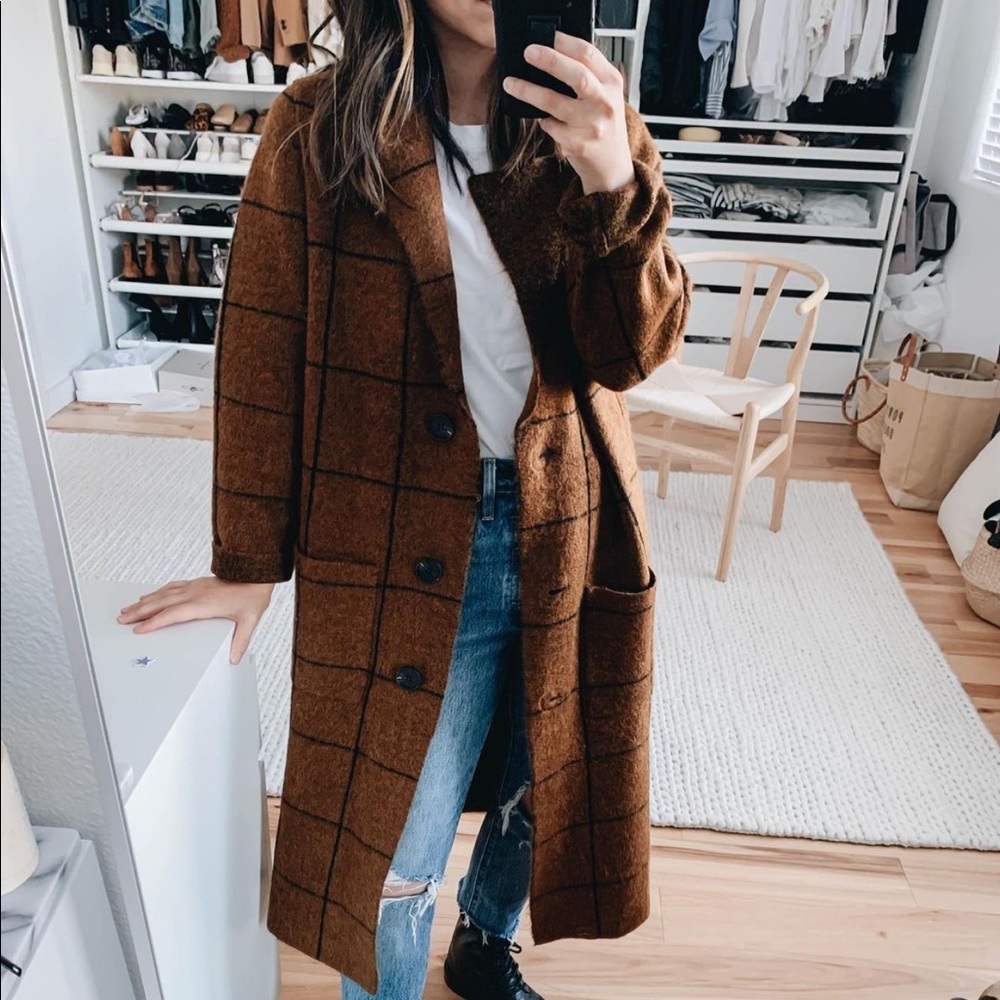 Anthropologie Solenne Windowpane Sweater Jacket